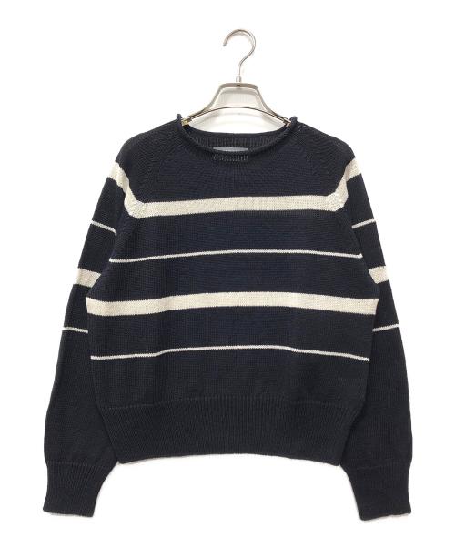 MARGARET HOWELL（マーガレットハウエル）MARGARET HOWELL (マーガレットハウエル) リネンコットン ボーダー ニット ネイビー サイズ:2の古着・服飾アイテム