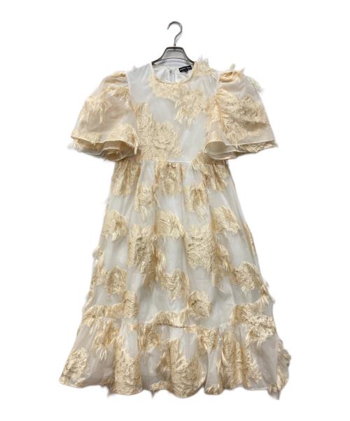Sister Jane（シスタージェーン）Sister Jane (シスタージェーン) ジャガードパフスリーブ ワンピース ベージュ サイズ:Sの古着・服飾アイテム