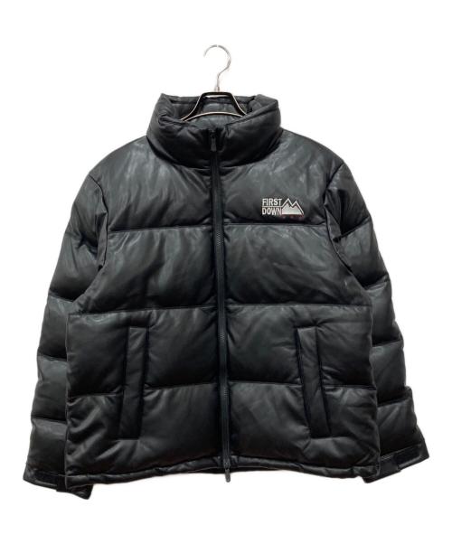 FIRST DOWN（ファーストダウン）FIRST DOWN (ファーストダウン) BUBBLE DOWN JKT COLOR LEATHER ブラック サイズ:Mの古着・服飾アイテム
