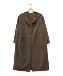 MUSE（ミューズ）の古着「victorian リバーロングノーカラーコート」｜ベージュ
