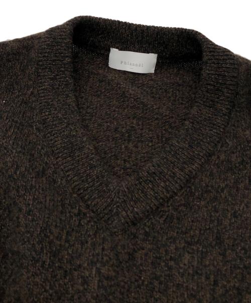 Phlannel（フランネル）Phlannel (フランネル) Wool Yak V-neck Knit ブラウン サイズ:3の古着・服飾アイテム