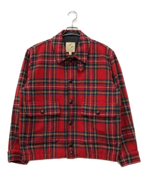 BROOKS BROTHERS（ブルックスブラザーズ）BROOKS BROTHERS (ブルックスブラザーズ) Harris Tweed (ハリスツイード) 胡桃ボタンチェックジャケット レッド サイズ:Mの古着・服飾アイテム