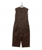 Con teコンテ）の古着「タック ノースリーブ オールインワン」｜ブラウン