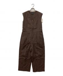 Con te（コンテ）の古着「タック ノースリーブ オールインワン」｜ブラウン