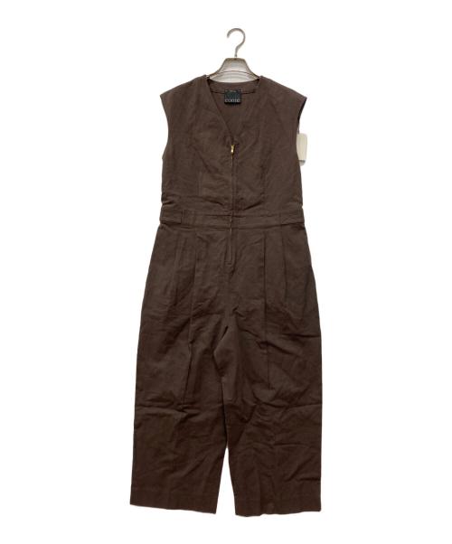Con te（コンテ）Con te (コンテ) タック ノースリーブ オールインワン ブラウン サイズ:FREEの古着・服飾アイテム