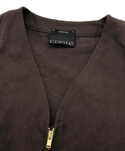 Con te（コンテ）Con te (コンテ) タック ノースリーブ オールインワン ブラウン サイズ:FREEの古着・服飾アイテム