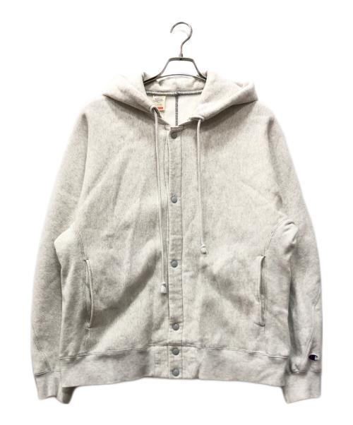 Champion（チャンピオン）Champion (チャンピオン) N.HOOLYWOOD (エヌ ハリウッド) スナップフーデッドスウェットシャツ グレー サイズ:Mの古着・服飾アイテム