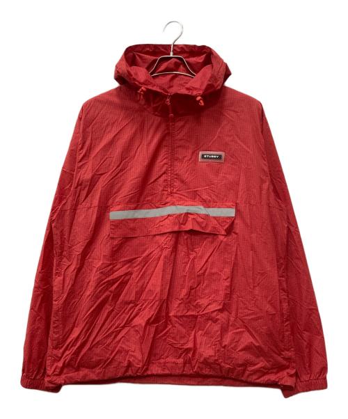 stussy（ステューシー）stussy (ステューシー) CONTRAST RIPSTOP ANORAK レッド サイズ:Lの古着・服飾アイテム
