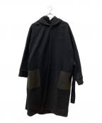 ATONエイトン）の古着「レザー切替ウールコート」｜ブラック