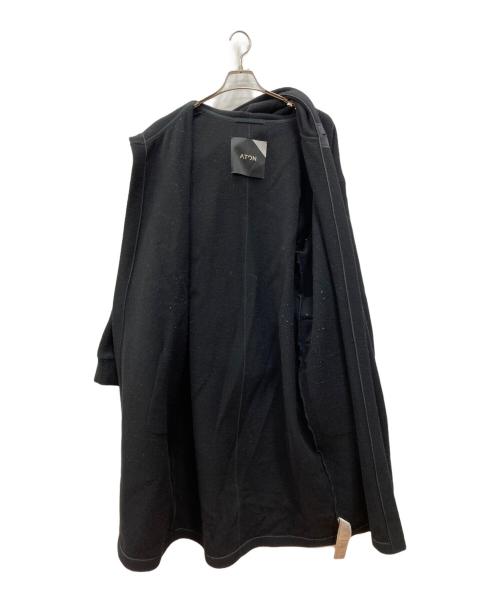 ATON（エイトン）ATON (エイトン) レザー切替ウールコート ブラック サイズ:FREEの古着・服飾アイテム
