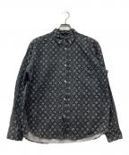 stussyステューシー）の古着「長袖モノグラムシャツ」｜ブラック