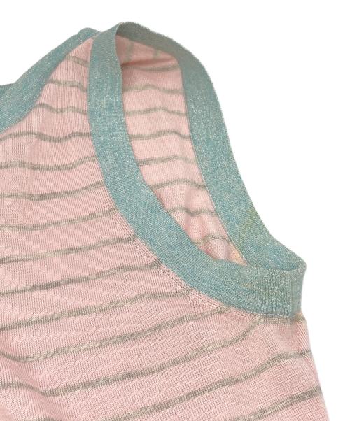 CHANEL（シャネル）CHANEL (シャネル) ボーダーノースリーブシルクニット ピンク サイズ:11Aの古着・服飾アイテム