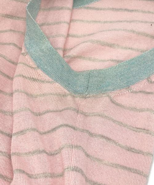 CHANEL（シャネル）CHANEL (シャネル) ボーダーノースリーブシルクニット ピンク サイズ:11Aの古着・服飾アイテム