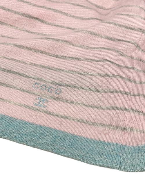 CHANEL（シャネル）CHANEL (シャネル) ボーダーノースリーブシルクニット ピンク サイズ:11Aの古着・服飾アイテム