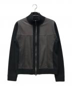 JOSEPH HOMMEジョゼフ オム）の古着「レザー切替ドライバーズニット」｜ブラック