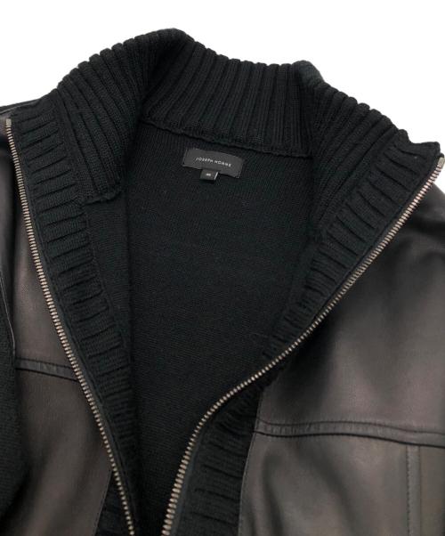 JOSEPH HOMME（ジョゼフ オム）JOSEPH HOMME (ジョゼフ オム) レザー切替ドライバーズニット ブラック サイズ:48の古着・服飾アイテム