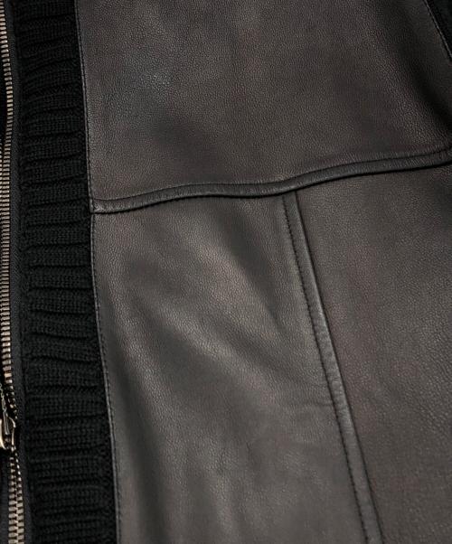 JOSEPH HOMME（ジョゼフ オム）JOSEPH HOMME (ジョゼフ オム) レザー切替ドライバーズニット ブラック サイズ:48の古着・服飾アイテム