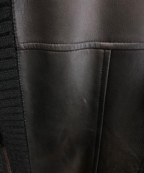 JOSEPH HOMME（ジョゼフ オム）JOSEPH HOMME (ジョゼフ オム) レザー切替ドライバーズニット ブラック サイズ:48の古着・服飾アイテム