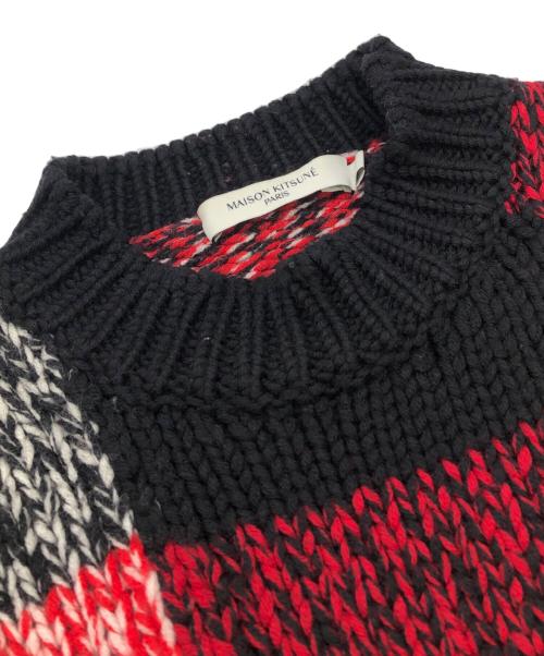 maison kitsune（メゾンキツネ）maison kitsune (メゾンキツネ) MOULINE CHECK PULLOVER レッド サイズ:Mの古着・服飾アイテム