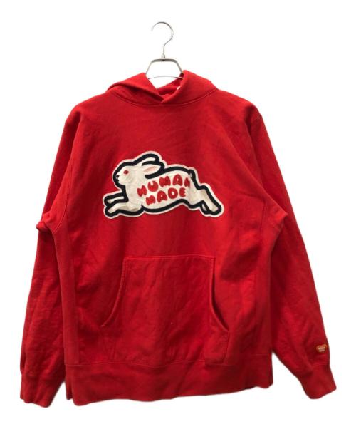 HUMAN MADE（ヒューマンメイド）HUMAN MADE (ヒューマンメイド) RABBIT HEAVY WEIGHT HOODIE レッド サイズ:XLの古着・服飾アイテム