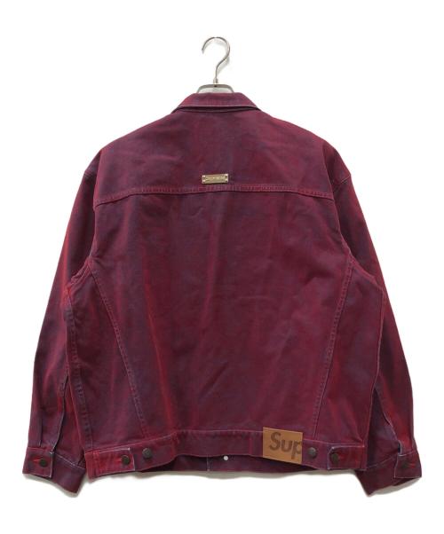 SUPREME（シュプリーム）Supreme (シュプリーム) Flocked Denim Trucker Jacket レッド サイズ:Lの古着・服飾アイテム