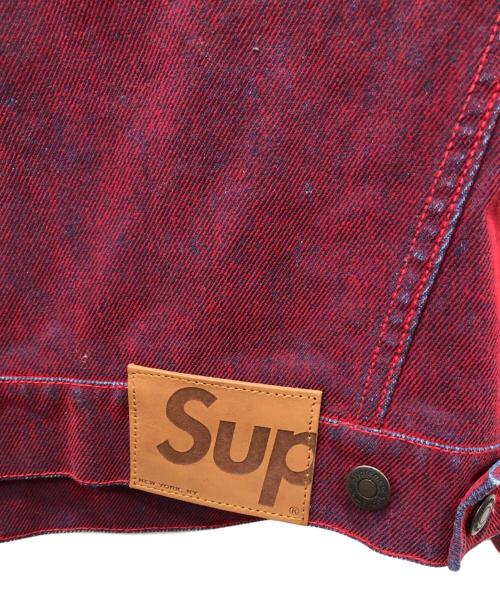 SUPREME（シュプリーム）Supreme (シュプリーム) Flocked Denim Trucker Jacket レッド サイズ:Lの古着・服飾アイテム