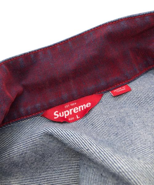 SUPREME（シュプリーム）Supreme (シュプリーム) Flocked Denim Trucker Jacket レッド サイズ:Lの古着・服飾アイテム