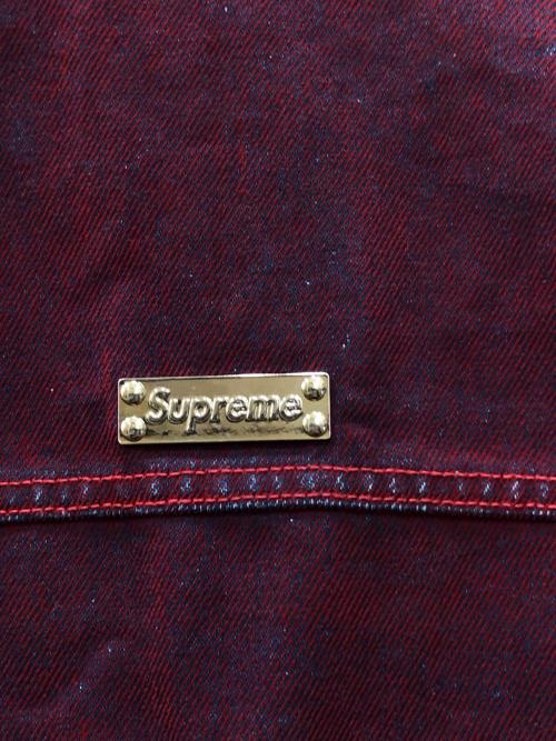 SUPREME（シュプリーム）Supreme (シュプリーム) Flocked Denim Trucker Jacket レッド サイズ:Lの古着・服飾アイテム