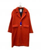 ZARA×ADER errorザラ×アーダーエラー）の古着「ウールブレンドオーバーサイズコート」｜レッド