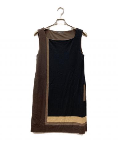 中古・古着通販】FOXEY (フォクシー) ノースリーブワンピース ブラウン