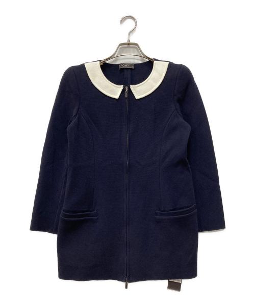 FOXEY（フォクシー）FOXEY (フォクシー) ノーカラーコート ネイビー サイズ:42の古着・服飾アイテム
