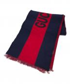GUCCIグッチ）の古着「シルク混ストール」｜ネイビー×レッド