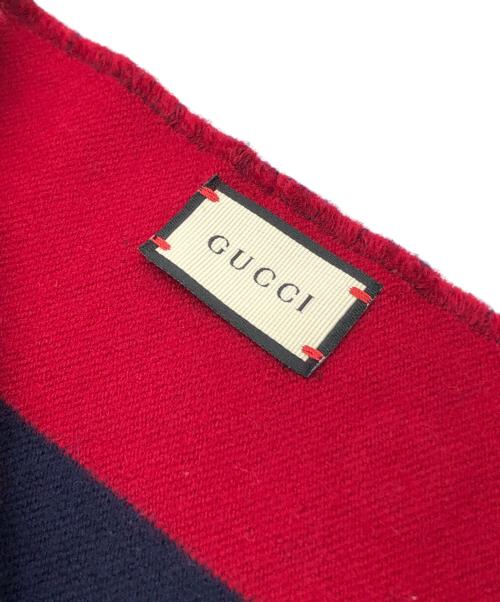GUCCI（グッチ）GUCCI (グッチ) シルク混ストール ネイビー×レッド サイズ:下記参照の古着・服飾アイテム