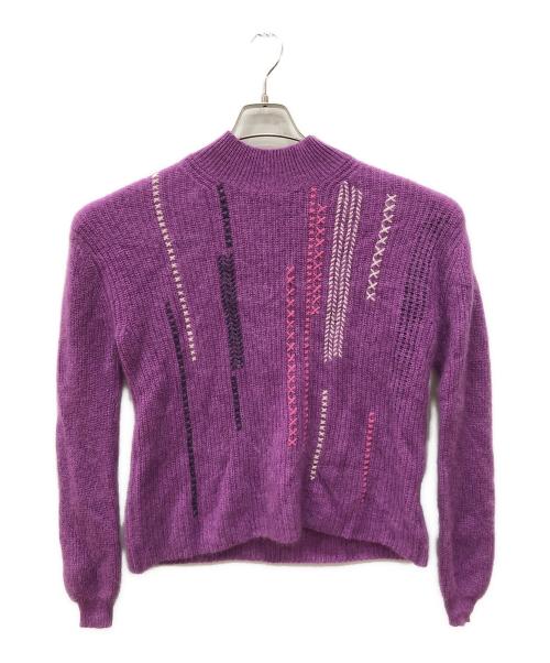 Abanicos（アバニコス）Abanicos (アバニコス) ピュアヤク ハンドステッチセーター パープル サイズ:MLの古着・服飾アイテム