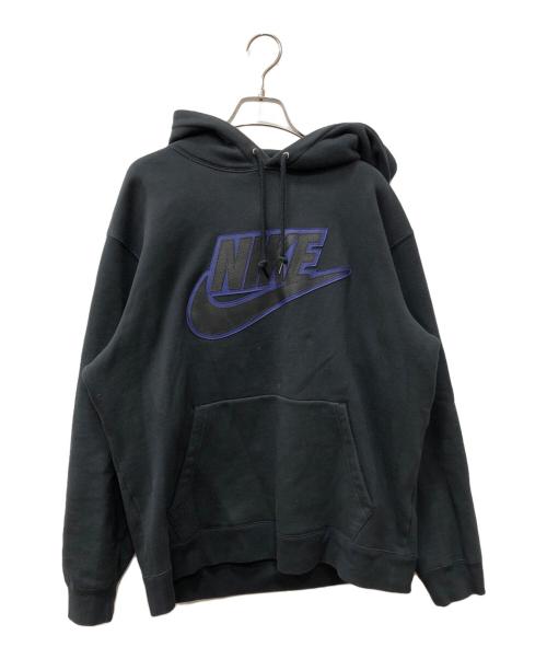 SUPREME（シュプリーム）Supreme (シュプリーム) NIKE (ナイキ) Leather Applique Hooded Sweatshirt ブラック サイズ:Ｌの古着・服飾アイテム