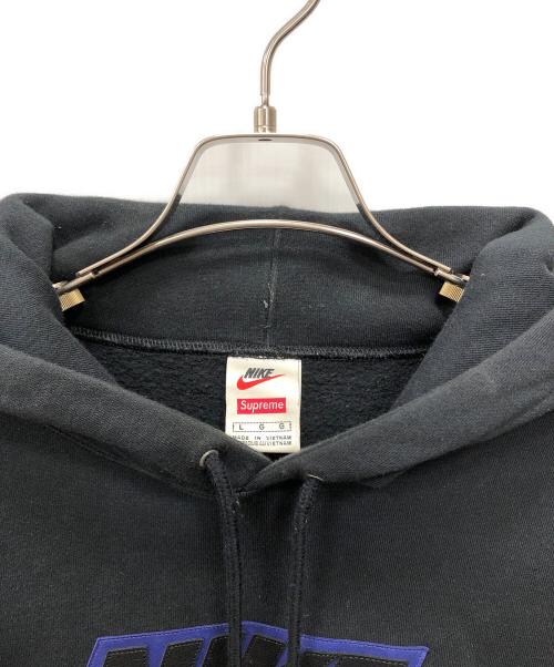 SUPREME（シュプリーム）Supreme (シュプリーム) NIKE (ナイキ) Leather Applique Hooded Sweatshirt ブラック サイズ:Ｌの古着・服飾アイテム