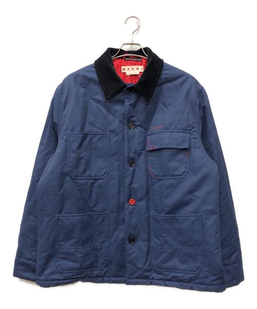 MARNI（マルニ）MARNI (マルニ) YK JEONG (ワイケー ジョン) ロゴ刺繍パデッドカバーオールジャケット ネイビー サイズ:50の古着・服飾アイテム