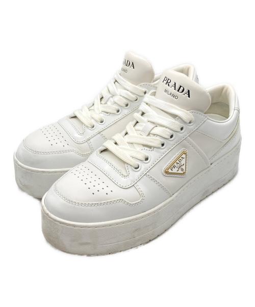 PRADA（プラダ）PRADA (プラダ) ウンタウン ボールドレザー スニーカー ホワイト サイズ:36 1/2の古着・服飾アイテム