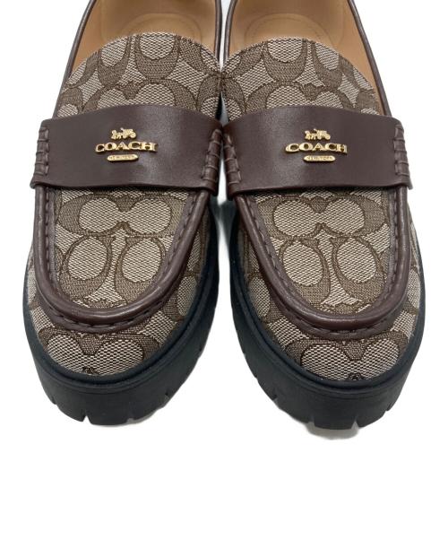 COACH（コーチ）COACH (コーチ) ルーシー ローファー・シグネチャー ジャカード ブラウン サイズ:24.5の古着・服飾アイテム