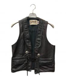 Schott（ショット）の古着「レザーベスト」｜ブラウン