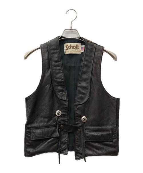 Schott（ショット）Schott (ショット) レザーベスト ブラウン サイズ:Sの古着・服飾アイテム