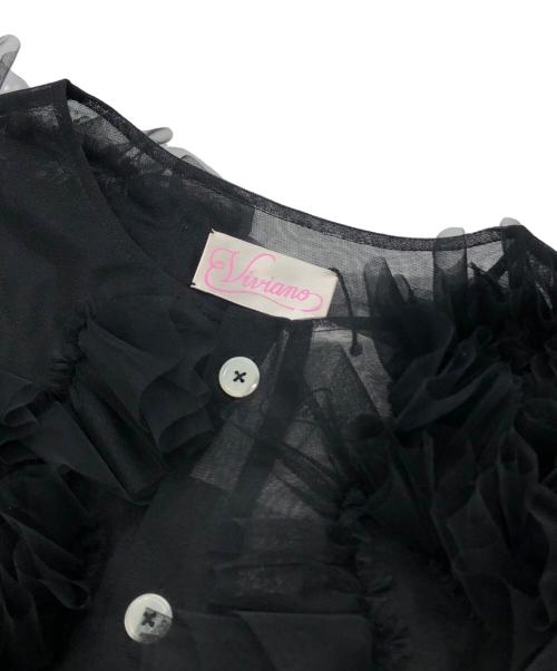 VIVIANO（ヴィヴィアーノ）VIVIANO (ヴィヴィアーノ) Flower Tulle Cardigan ブラック サイズ:Sの古着・服飾アイテム