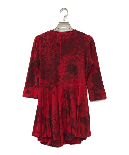 Jean Paul GAULTIER（ジャンポールゴルチェ）Jean Paul GAULTIER (ジャンポールゴルチェ) 総柄チュニックカットソー レッド サイズ:40の古着・服飾アイテム