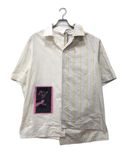 LANVIN PARIS（ランバン パリ）LANVIN PARIS (ランバン パリ) アシンメトリーパッチワーク ショートスリーブシャツ ベージュ サイズ:41の古着・服飾アイテム