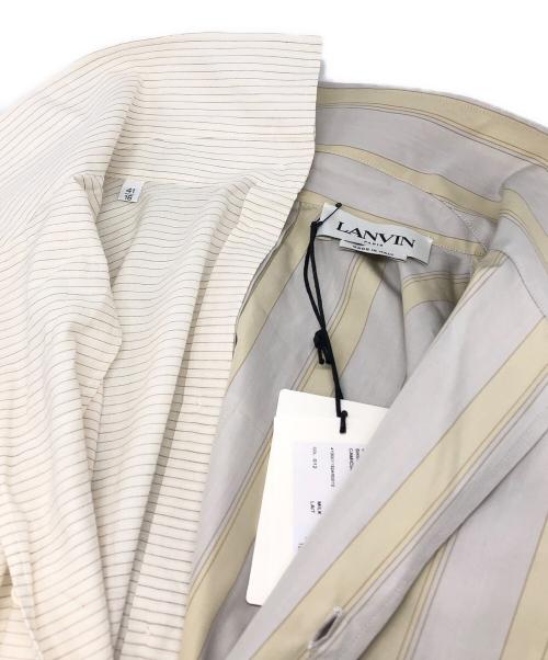 LANVIN PARIS（ランバン パリ）LANVIN PARIS (ランバン パリ) アシンメトリーパッチワーク ショートスリーブシャツ ベージュ サイズ:41の古着・服飾アイテム