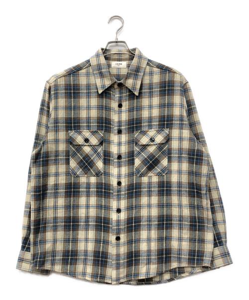 CELINE（セリーヌ）CELINE (セリーヌ) Checked Loose Shirt 'Natural/Beige' ベージュ サイズ:40の古着・服飾アイテム