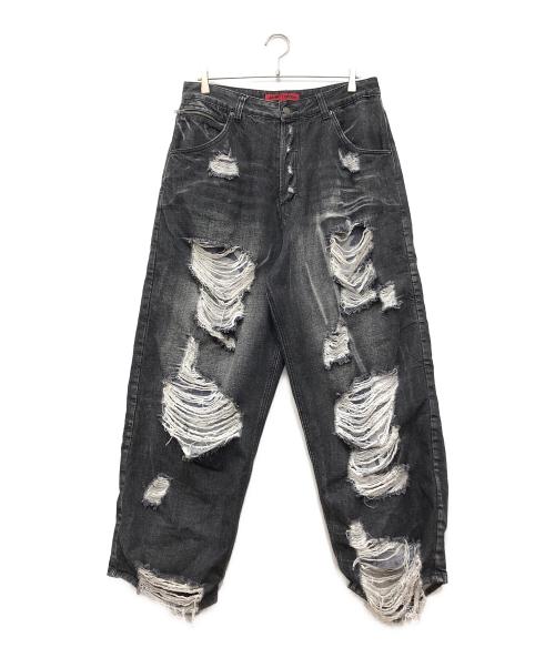 Jaded London（ジェイデッドロンドン）Jaded London (ジェイデッドロンドン) Double Layer Denim Camo XL Colossus Jeans グレー サイズ:32の古着・服飾アイテム