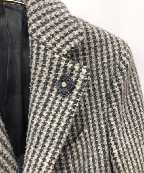 LARDINI（ラルディーニ）LARDINI (ラルディーニ) 千鳥柄チェスターコート ホワイト サイズ:48の古着・服飾アイテム