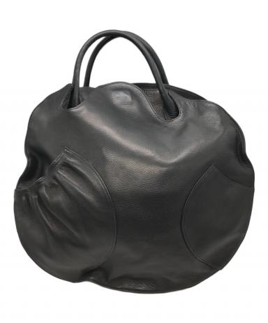 【中古品】ミチアモ(michiamo) 黒　レザーバッグ 中古・古着通販】michiamo (ミキアモ) 丸形レザーバッグ ブラック