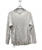 ANCELLMアンセルム）の古着「DAMAGE WAFFLE CREW LS T-SHIRT（ダメージワッフルクルーLS Tシャツ）」｜ホワイト